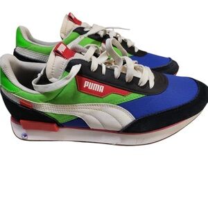 Puma Kids' Blue and Green Sneakers